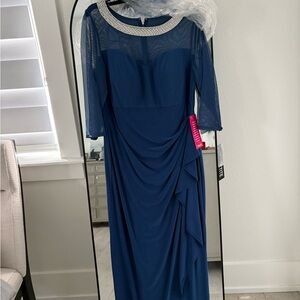 Alex Evenings Navy Long Sleeve Dress